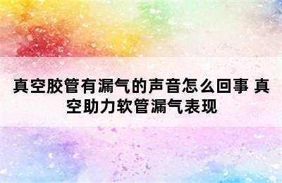 真空胶管有漏气的声音怎么回事 真空助力软管漏气表现